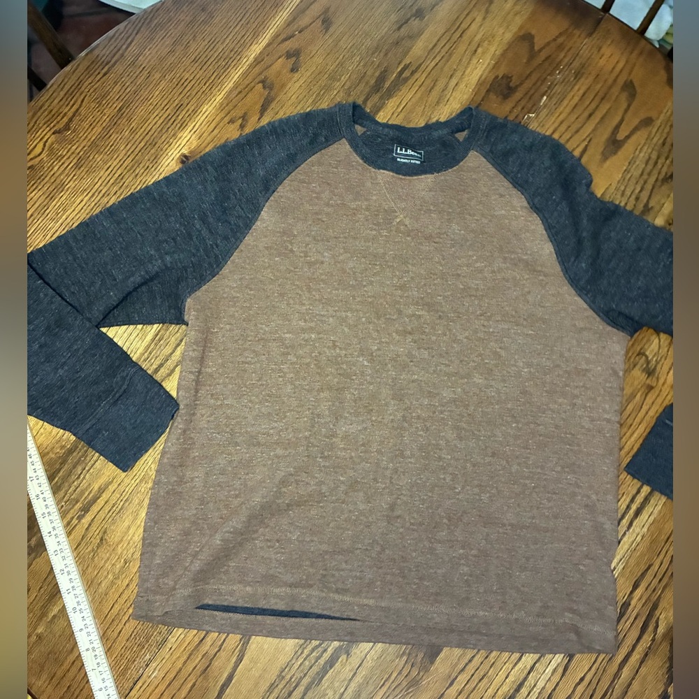L.L. Bean Men's Long Sleeve Tee in Brown and Charcoal